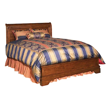 King Bed with Sleigh Headboard & Low Profile Footboard